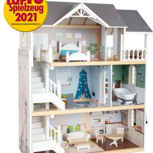 holz puppenhaus stadtvilla 3 stockwerke mit möbel