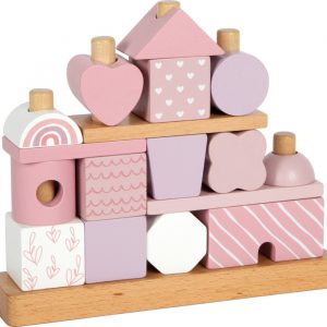 holz stapelhaus rosa