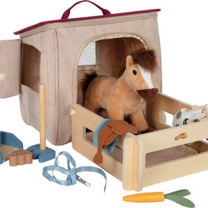 spielset pferd mit stall & zubehör in der tasche 10 teilig