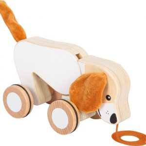 nachziehhund aus holz mit knisterohren
